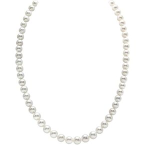 The Pearl Source 14K Gold 6.5-7.0mm AAA Quality White Freshwater Cultured Pearl Necklace for Women in 16" Choker Length