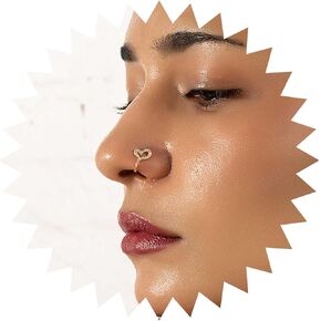Punk Love Heart Clip On Nose Ring Vintage CZ Heart Fake Nose Ring Gold Hollow Heart Nose Cuff Hoop Ring Non Pierced Nose Ring Jewelry for Women