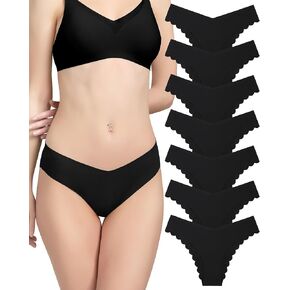 LEVAO Women Seamless Hipster Cheeky Bikini No Show Underwear Sexy Stretch V-Waist Hipster Wavy Sides Invisible Panties 5 Pack