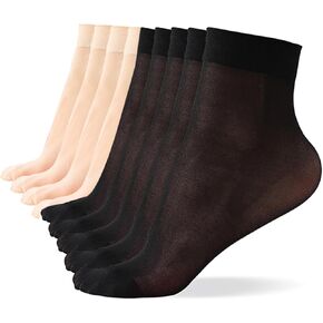 9 Pairs Ankle Sheer Socks for Women Ladies Black Nude One Size