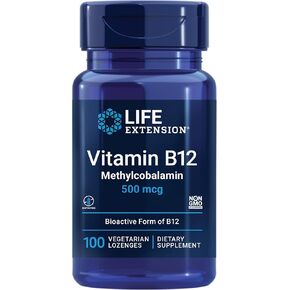 Life Extension Vitamin B12 Methylcobalamin 5 mg – Dissolvable Vitamin B Supplement for Nerve, Brain Health and Energy – Gluten-Free, Non-GMO, Vegetarian – 60 Lozenges