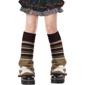 Moon Wood Leg Warmers for Girls Women Kawaii Harajuku Leg Warmers Cute Knitted Leg Warmers Goth Lolita Accessories