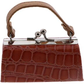 Crocodile Lipstick Case with Handle Mini Mahjong Coin Purse - Black