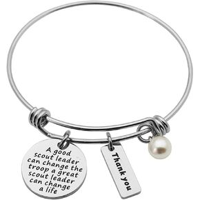 Scout Leader Gift Stainless Steel Charm Bracelet for Girl Scout Leader Troop Leader Gift Thank You Gifts for Scout Leader