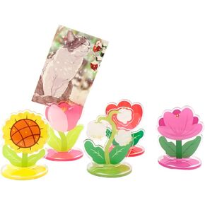 Desk Meno Holder Stand Set of 5, Cute Flower Table Photo Display Clip Stand for Home Office Picture Memo Cards Paper Note Postcards Display