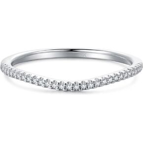 14K Gold Moissanite Wedding Bands, 1.5mm Moissanite Stacking Rings, 14K V Shaped Eternity Wedding Band