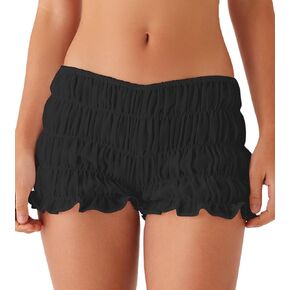 NUFIWI Women Y2k Ruched Mini Shorts Low Waist Ruffle Frill Bloomers Lounge Pajamas Shorts Smocked Micro Shorts Sleepwear