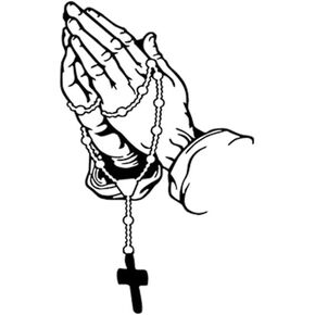 Road Rage Premium Vehicle Decals – Praying Hands & Rosary Sticker - Car, Truck, Computer, Wall, any clean smooth surface - 6 Year Permanent Outdoor Vinyl Perfect for Bumper Stickers, Easy Application (color)