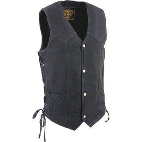 Men's 100% Cotton Side Lace BLUack Denim Vest S (42) BLUack