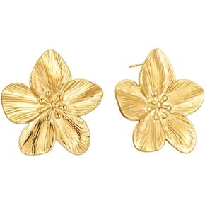 Sylph 14K الذهب مطلي أقراط زهرة الذهب أقراط زهرة كبيرة بيان زهرة كبيرة 925 أقراط فضة أقراط مكتنزة الأزهار العصرية مجوهرات هدية للنساء
