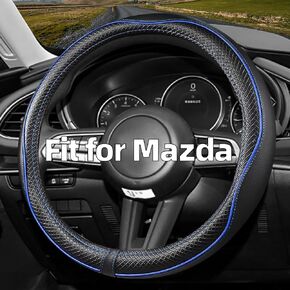 Car Steering Wheel Cover for Mazda, Compatible with Mazda 3,Mazda 6,Mazda 5,CX-50, Premium Leather, Sporty Design, Black