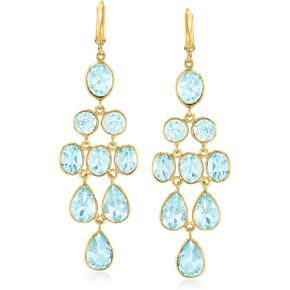 Ross-Simons 33.50 ct. t.w. Sky Blue Topaz Chandelier Earrings in 18kt Gold Over Sterling