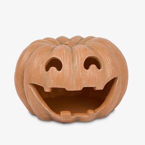 Luminara Perfectly Pale Jack-o'-Lantern Pumpkin Tealight Holder (10" x 6.75") Dry Brush Resin Halloween Decorations for Holiday Party Home