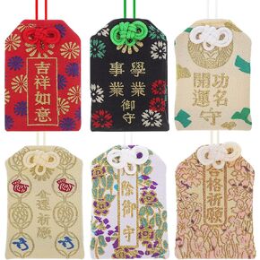 6 Pcs Japanese Omamori Charm Japanese Charms Good Luck Charms Omamori Charm for Car Home Bag