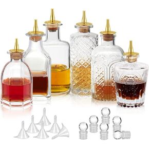 SuproBarware 6 Packs Bitters Bottle for Cocktails - Glass Dasher Bottles with Dash Top and Stopper Great Dispenser Bottle For Your Bitters Great for homemade Cocktail and Bartender