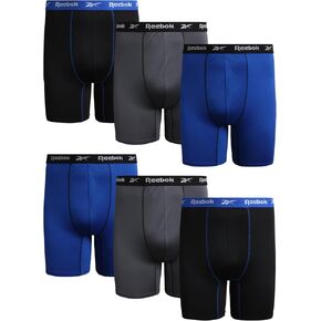 Reebok Men's Boxer Briefs - 6 Pack Breathable Long Performance Boxers for Men - Big and Tall Men's Underwear (2XL-4XL)