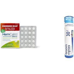 Boiron Hemorrhoid Relief Tablets and Homeopathic Pellets, 60 Count and 80 Pellets