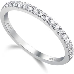 0.45CT Moissanite Eternity Rings for Women D Color VVS1 Clarity Round Created Diamond and 925 Sterling Silver with 18K White Gold Vermeil Size 5-10