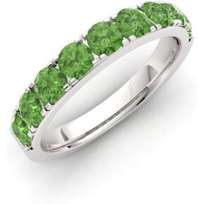 Diamondere Natural and Certified Diamond Wedding Ring in 14K White Gold | 0.88 Carat Half Eternity Stackable Band for Women, US Size 4 to 9