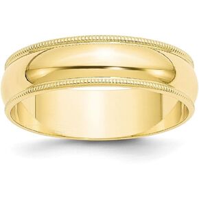 10K Yellow Gold 6mm Milgrain Half Round Wedding Band Ring Sizes 4 to 14