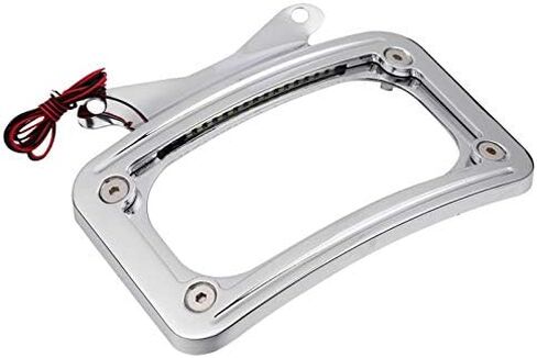 Motorcycle Curved License Plate Frame LED Running Light For Harley Road Street Glide FLHRXS King Special (Black) in Saudi Arabia