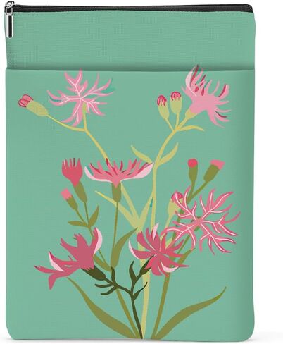 Floral Book Lovers Gifts Waterproof Flower Book Sleeve Botanical Book Pouch Book Protector with Zipper and Front Pocket Book Cover Case for Women Girlfriend Birthday Book Accessories Book Club Gifts in Saudi Arabia