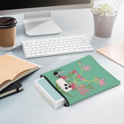 Floral Book Lovers Gifts Waterproof Flower Book Sleeve Botanical Book Pouch Book Protector with Zipper and Front Pocket Book Cover Case for Women Girlfriend Birthday Book Accessories Book Club Gifts in Saudi Arabia