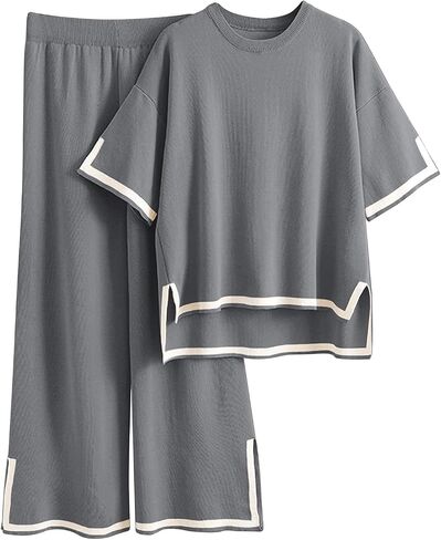Imily Bela Womens Plus Size Lounge Sets 2 Piece Outfits Short Sleeve Pullover Tops Wide Leg Pants Summer Travel Outfits in Saudi Arabia
