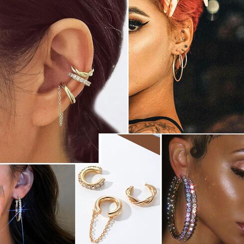 17IF 38-59 Pcs(9-8 Pack) Gold Plated Jewelry Set for Women With 8 Necklace 12 Bracelet 27 Ring 12 Pair Earring Hoop Simple Sparkle for Happy in Saudi Arabia