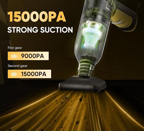 Car Vacuum Cleaner High Power|3 in 1 Portable Cordless Handheld Vacuum|15000PA Brushless Motor|Super Suction Mini Car Vacuum with Super Endurance for Car and Home in Kuwait