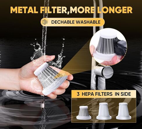 Car Vacuum Cleaner High Power|3 in 1 Portable Cordless Handheld Vacuum|15000PA Brushless Motor|Super Suction Mini Car Vacuum with Super Endurance for Car and Home in Kuwait