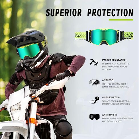 نظارات الدراجة الترابية فوق النظارات المضادة للضباب، نظارات واقية للدراجات النارية نظارات موتوكروس للرجال والنساء in Kuwait