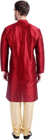 Maple Clothing Art Silk Men's Kurta Pajama Set Indian Wedding Party Wear in Kuwait
