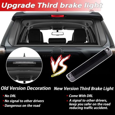 عدسة مدخنة 9-LED مجموعة مصابيح الفرامل الثالثة متوافقة مع Toyota 4Runner Highlander Prius Sienna وما إلى ذلك، مصباح الفرامل LED الثالث الخلفي والسقف المركزي عالي التركيب مع ميزة الفرامل القوية (مدخن) in Saudi Arabia