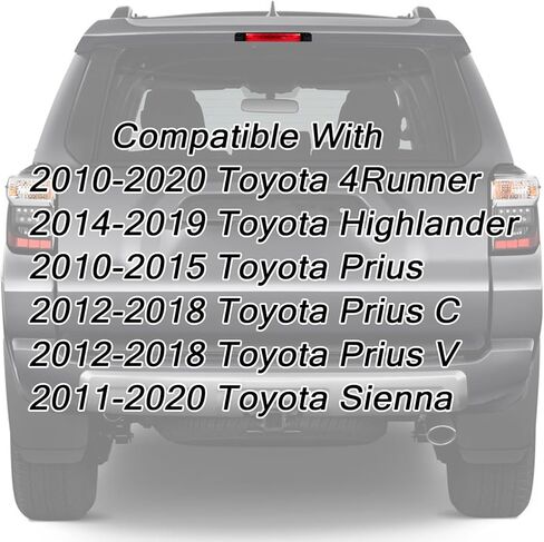 عدسة مدخنة 9-LED مجموعة مصابيح الفرامل الثالثة متوافقة مع Toyota 4Runner Highlander Prius Sienna وما إلى ذلك، مصباح الفرامل LED الثالث الخلفي والسقف المركزي عالي التركيب مع ميزة الفرامل القوية (مدخن) in Saudi Arabia