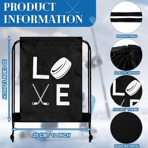 Sinmoe 12 Pcs Hockey Gift Bags Hockey Party Favor Bags Sport Hockey Theme Drawstring Bag Hockey Party Supplies for Kids Hockey Birthday Party Supplies Field Hockey Gifts,10 x 12 Inch in Saudi Arabia