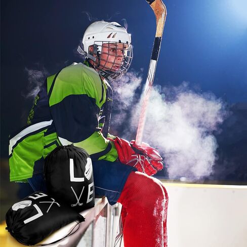 Sinmoe 12 Pcs Hockey Gift Bags Hockey Party Favor Bags Sport Hockey Theme Drawstring Bag Hockey Party Supplies for Kids Hockey Birthday Party Supplies Field Hockey Gifts,10 x 12 Inch in Saudi Arabia