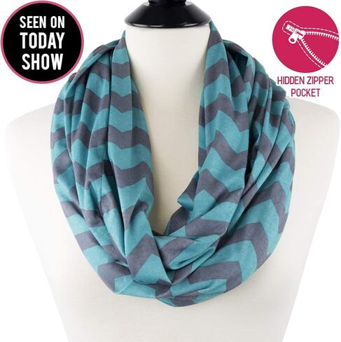 Shop Chevron Zipper Pocket Scarf for Women - Stores Keys, Wallet, Phone in Saudi Arabia