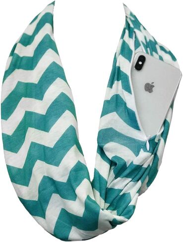 Shop Chevron Zipper Pocket Scarf for Women - Stores Keys, Wallet, Phone in Saudi Arabia