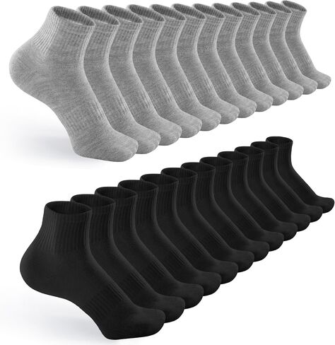 6/12 Pairs Quarter Socks for Women Men - Casual Crew Socks Arch Support Breathable Socks Quarter Socks Unisex in Saudi Arabia