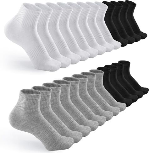 6/12 Pairs Quarter Socks for Women Men - Casual Crew Socks Arch Support Breathable Socks Quarter Socks Unisex in Saudi Arabia