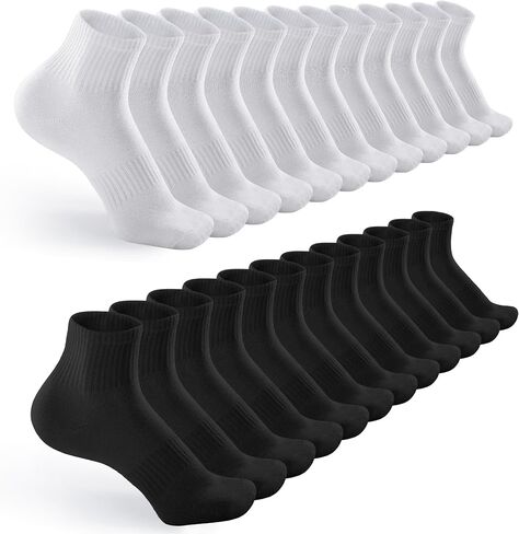6/12 Pairs Quarter Socks for Women Men - Casual Crew Socks Arch Support Breathable Socks Quarter Socks Unisex in Saudi Arabia