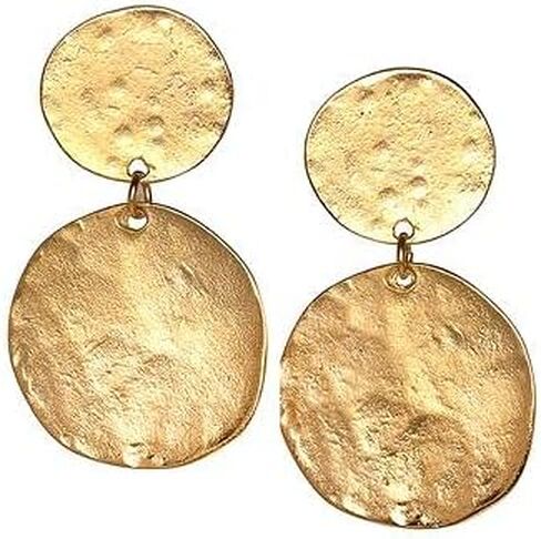 Kenneth Jay Lane Double Drop Satin & Hammered Gold Clip-On Earrings in Saudi Arabia