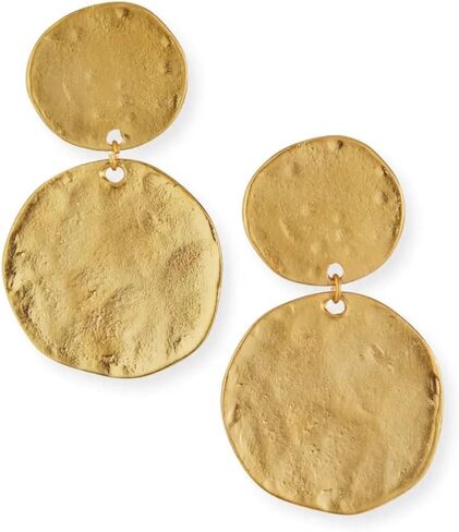 Kenneth Jay Lane Double Drop Satin & Hammered Gold Clip-On Earrings in Saudi Arabia
