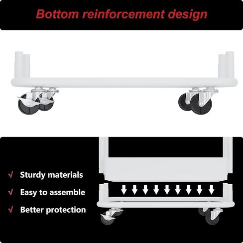3-Tier Utility Cart with Wheels, Rolling Cart, Storage Shelves, Multi-Functional Organizer Cart for Bathroom, Office, Kitchen, Black in Saudi Arabia