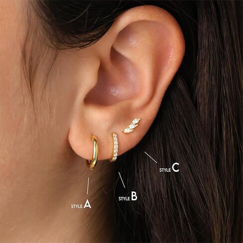 Small Gold/Silver Huggie Hoop Earrings Set for Women 14K Gold Plated Lightweight Earrings Huggie Earrings for Women Stud Earrings Fashion Set Gold Earrings Jewelry for Women in Saudi Arabia