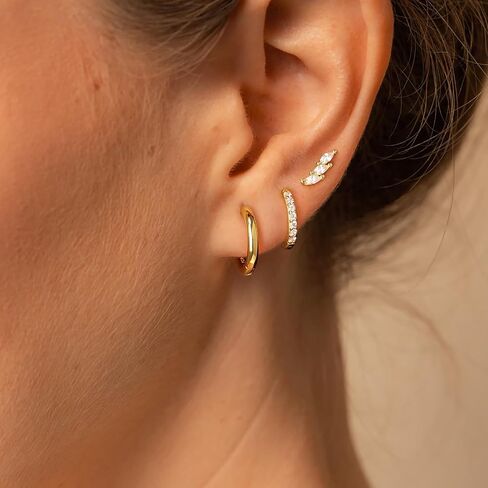 Small Gold/Silver Huggie Hoop Earrings Set for Women 14K Gold Plated Lightweight Earrings Huggie Earrings for Women Stud Earrings Fashion Set Gold Earrings Jewelry for Women in Saudi Arabia