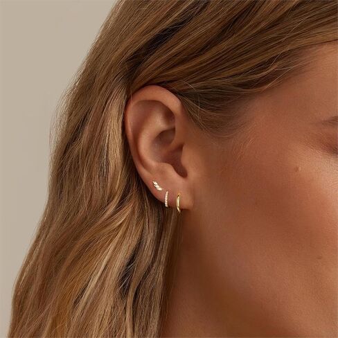 Small Gold/Silver Huggie Hoop Earrings Set for Women 14K Gold Plated Lightweight Earrings Huggie Earrings for Women Stud Earrings Fashion Set Gold Earrings Jewelry for Women in Saudi Arabia