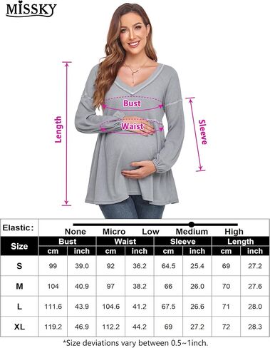 Women's Maternity Shirts Casual Long Sleeve Tunic Tops Waffle Knit Babydoll Pregnancy Blouses in Saudi Arabia