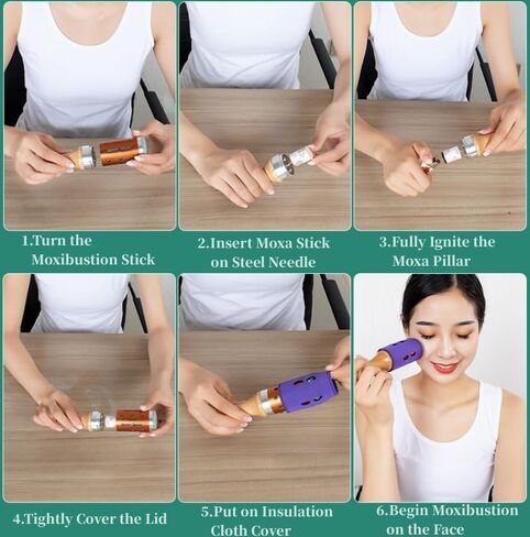Moxibustion Jar Ceramic Moxa Sticks Burner Holder Portable Scraping Cup Pure Moxa 54 Rolls Heat Therapy Set Health Care Tool in Kuwait